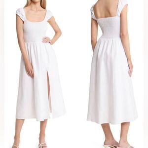 Reformation Tavi Linen Dress Short Sleeve XL NEW $248